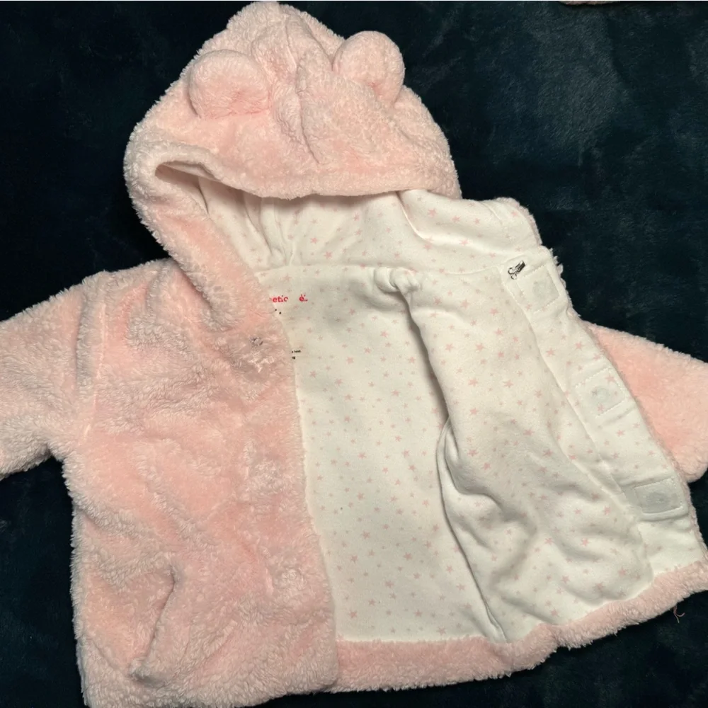 Magnetic Me Baby Girls 0-6 months Pink Blossom Minky Jacket 100% cotton lining